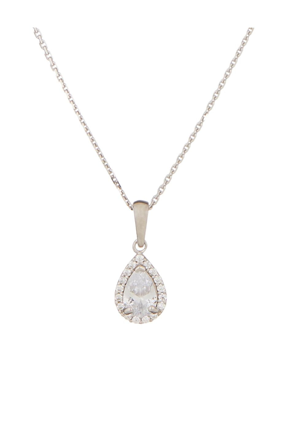 Colgante “Gota Brillante” Oro blanco 375/1000 y Circonio
