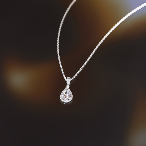 “Brilliant Drop” Pendant 375/1000 White Gold And Zirconium