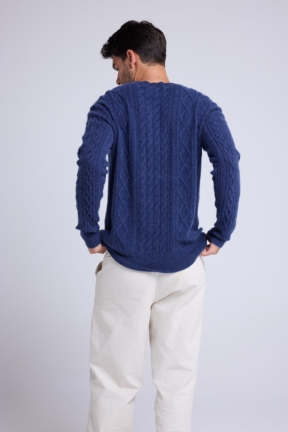 Maglione a trecce con girocollo Pierre - Indaco - Uomo