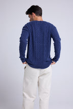 Maglione a trecce con girocollo Pierre - Indaco - Uomo