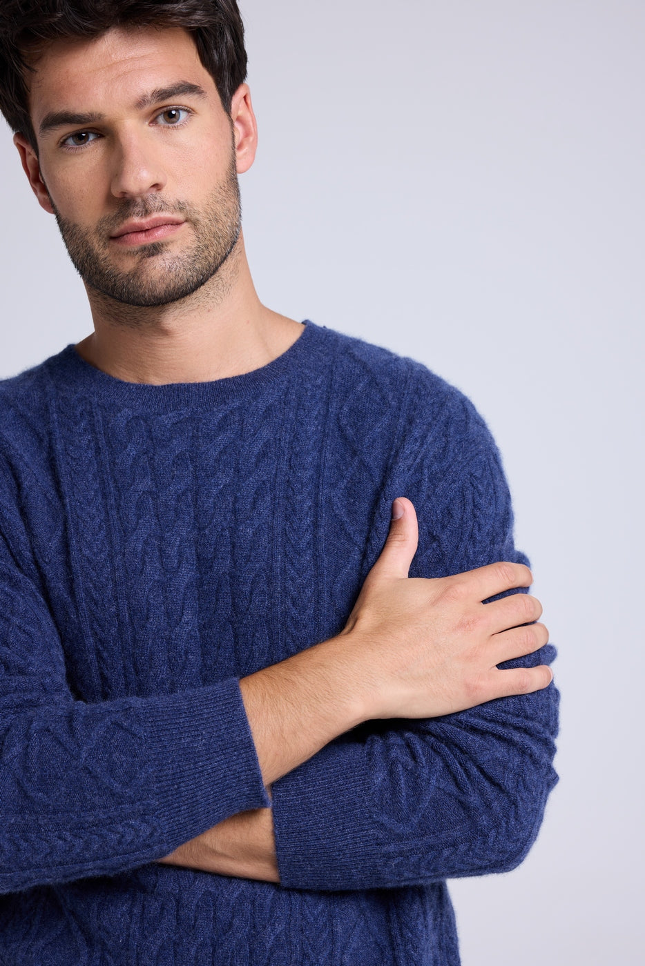 Maglione a trecce con girocollo Pierre - Indaco - Uomo
