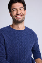 Maglione a trecce con girocollo Pierre - Indaco - Uomo
