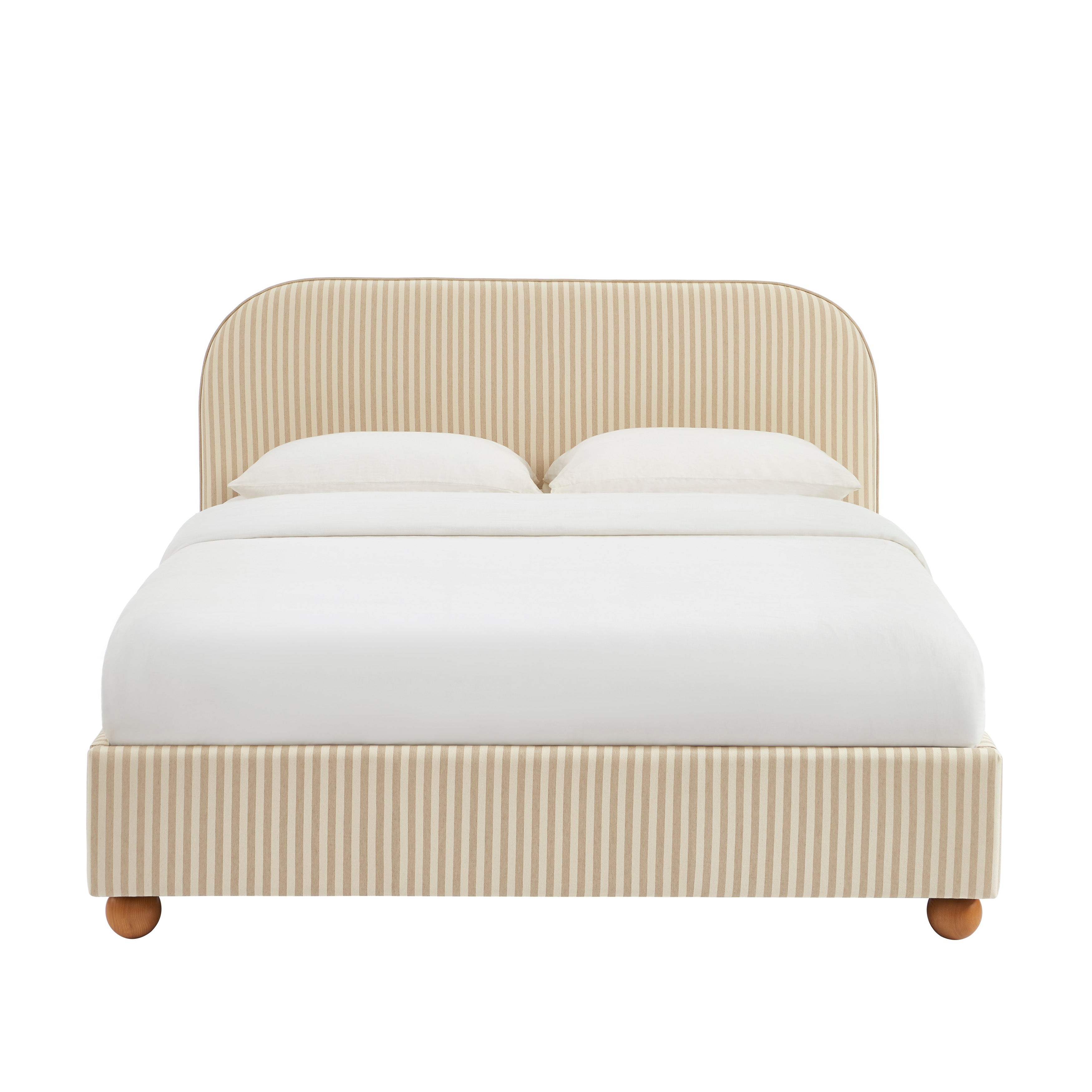 Pilka - Bed - Striped Fabric - Beige and Ecru