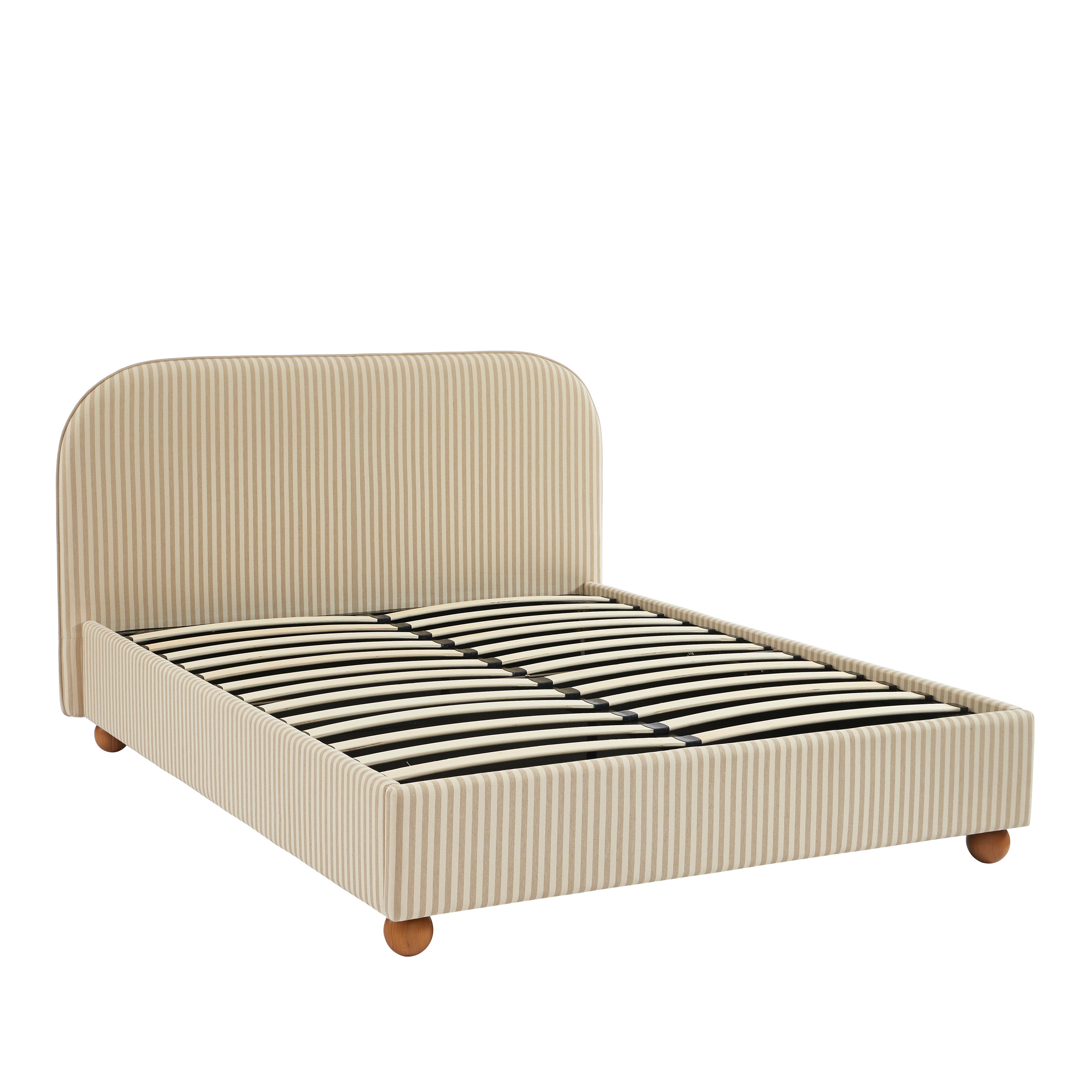 Pilka - Bed - Striped Fabric - Beige and Ecru