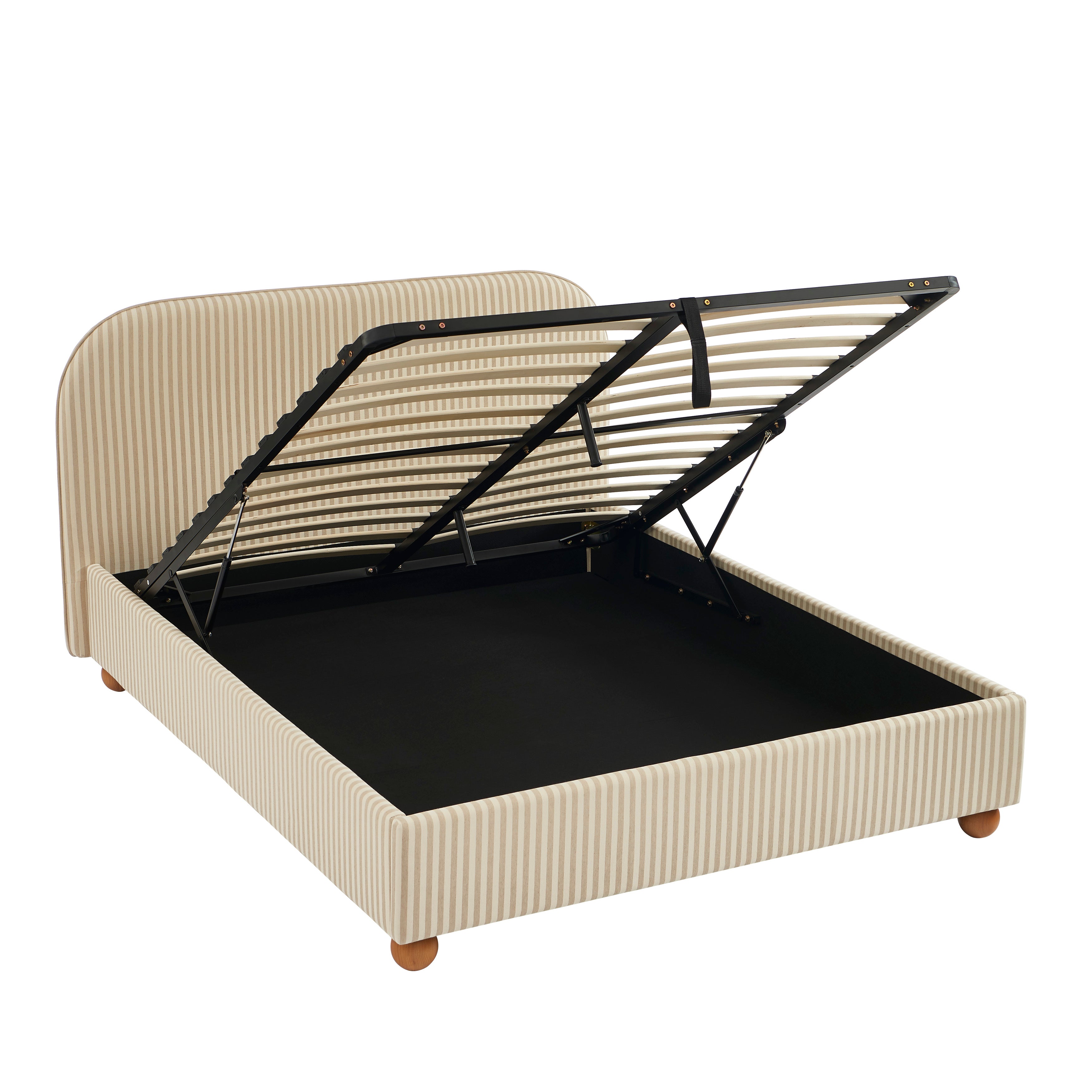 Pilka - Bed - Striped Fabric - Beige and Ecru
