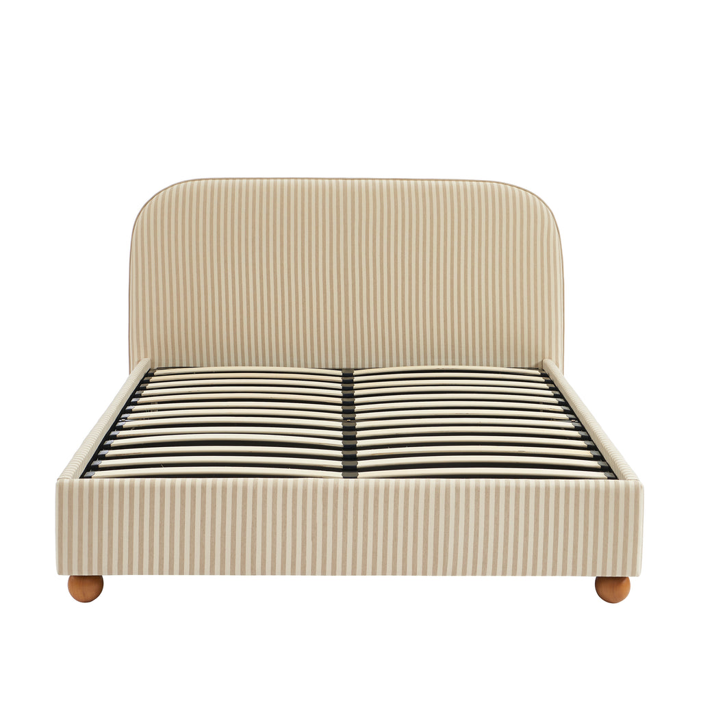 Pilka - Bed - Striped Fabric - Beige and Ecru