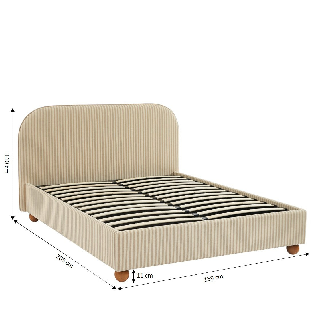 Pilka - Bed - Striped Fabric - Beige and Ecru