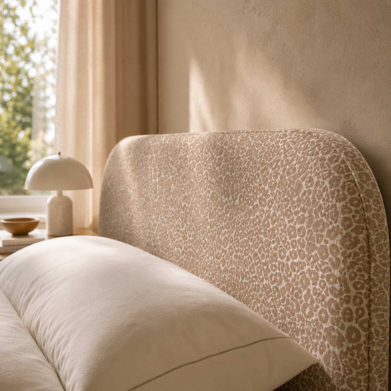 Pilka - Lit Coffre - Tissu Jacquard Léopard - Beige