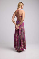 Vestido largo con tirantes - Púrpura