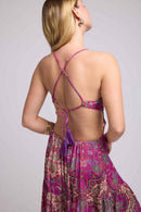 Vestido largo con tirantes - Púrpura