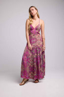 Vestido largo con tirantes - Púrpura
