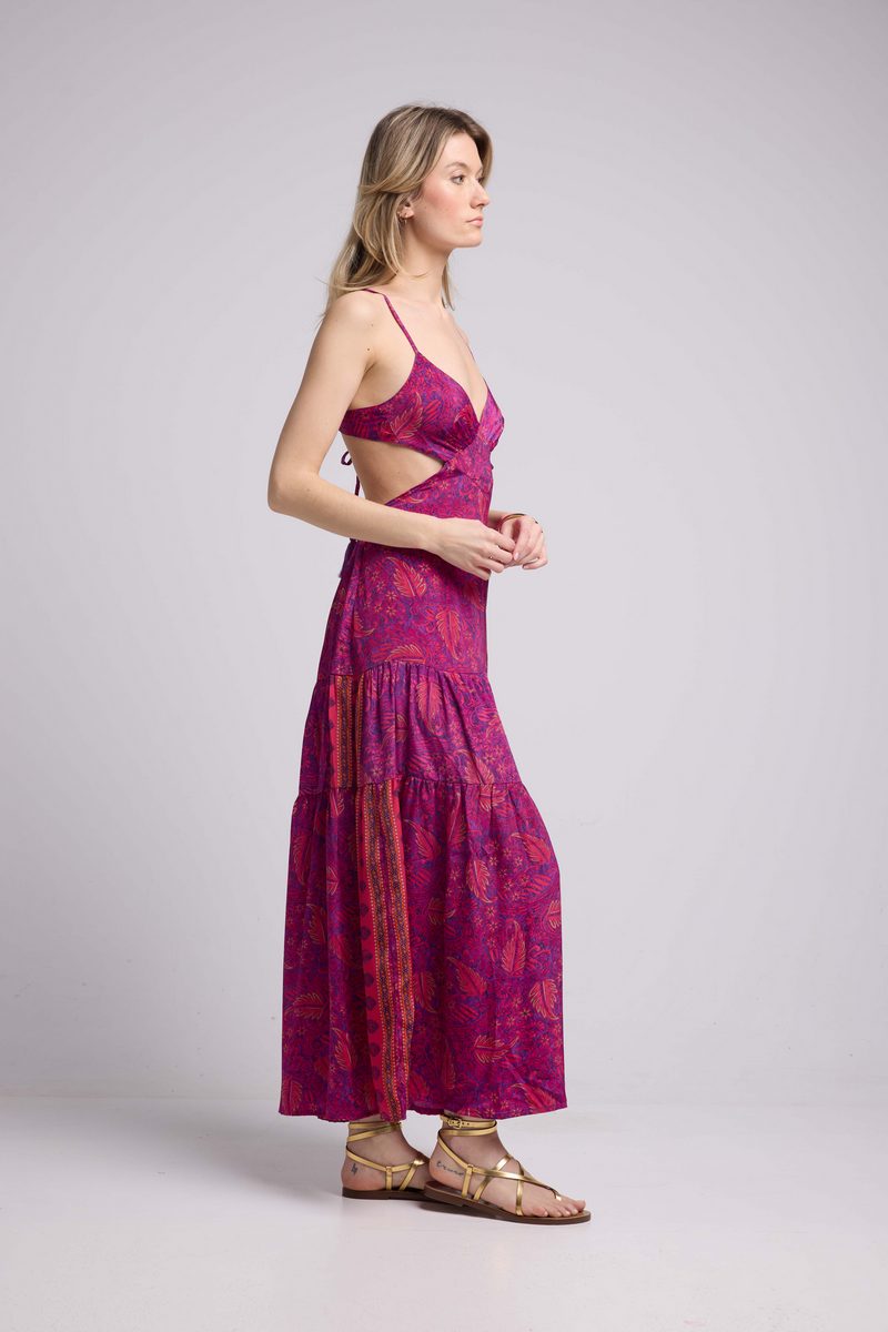Vestido Largo de Tirantes - Fucsia