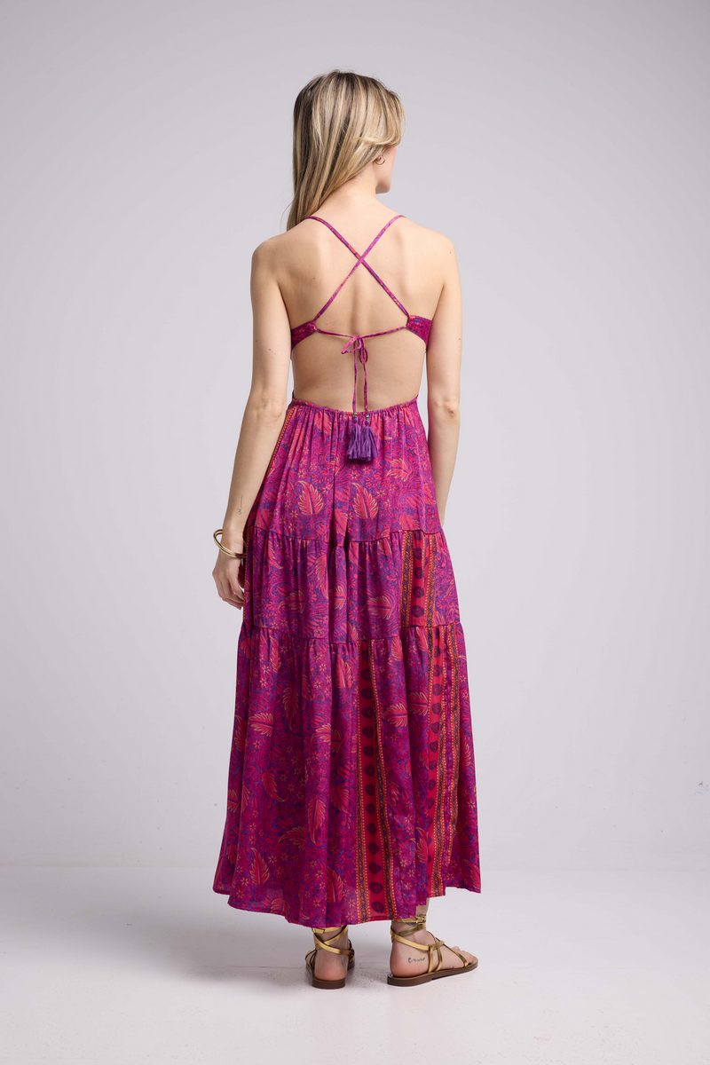 Vestido Largo de Tirantes - Fucsia