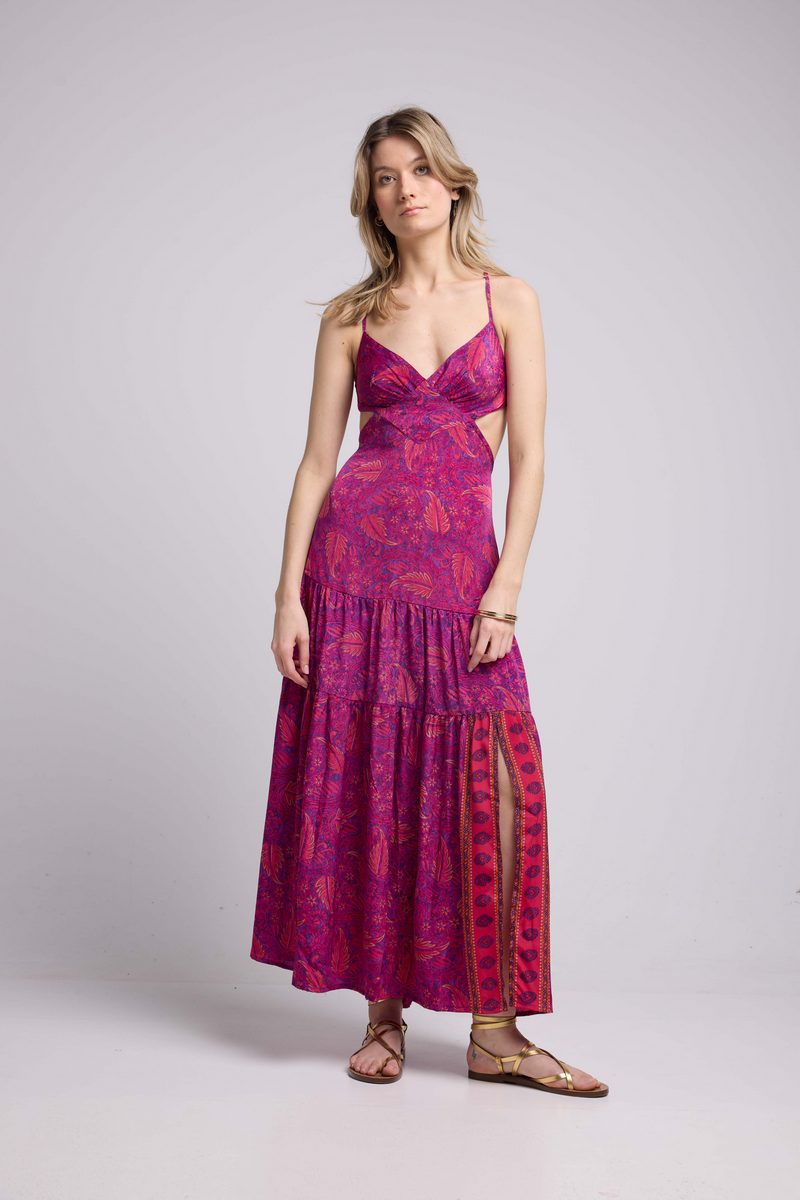 Vestido Largo de Tirantes - Fucsia