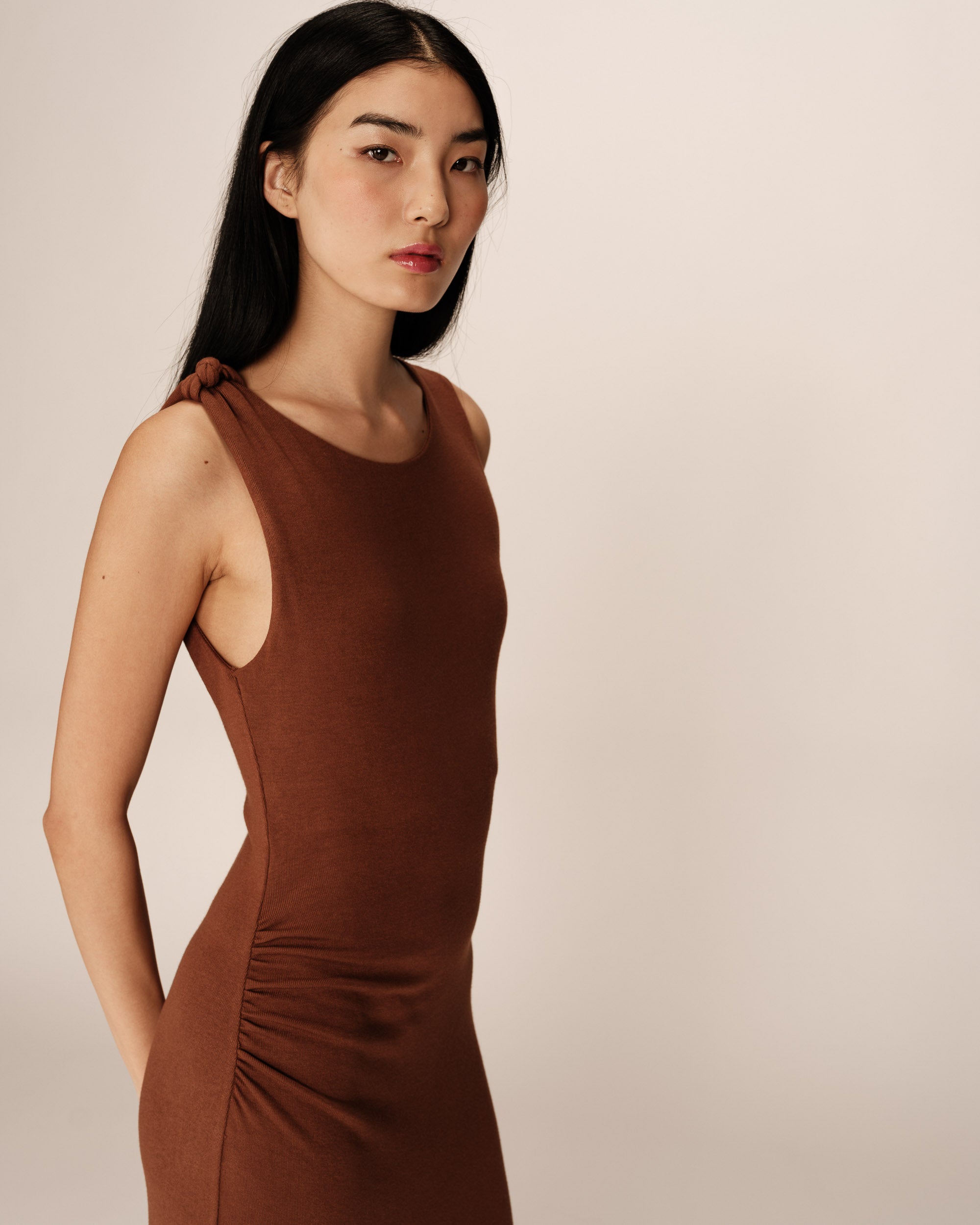 Vestido Largo Pistache - Chocolate