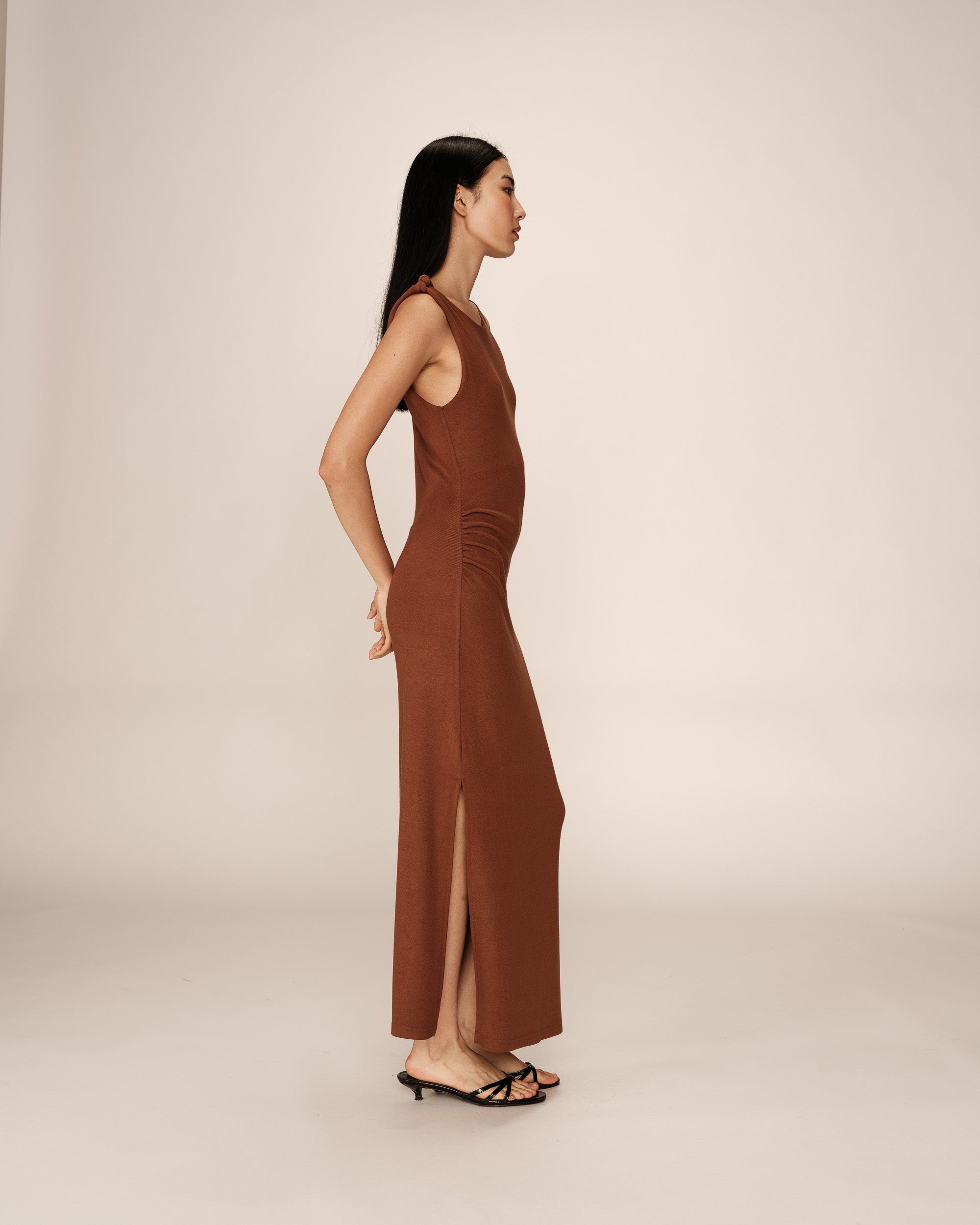 Vestido Largo Pistache - Chocolate