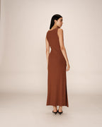 Vestido Largo Pistache - Chocolate