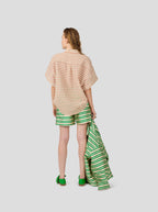 Beckett Shorts in Bold Green Striped Toile