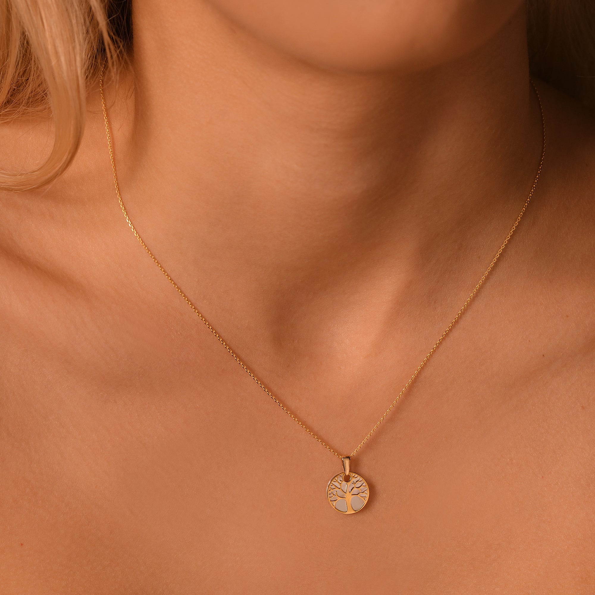 Colgante "Árbol De La Vida" Oro Amarillo 375/1000 Y Nácar