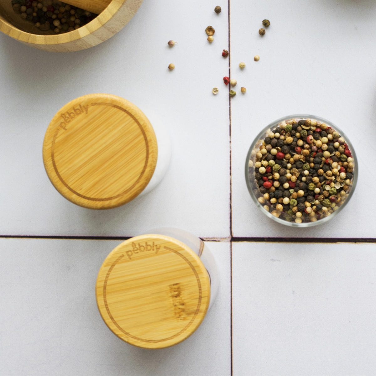 Set Of 3 Glass Spice Jars - Clear