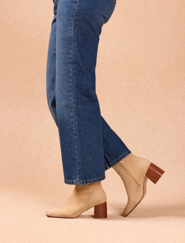Bottines À Talons Sarah Beige Clair - Femme