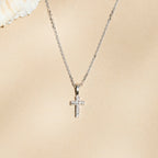 "Mini Cross" Pendant White Gold Diamond: 0.02Ct/8 - White Gold