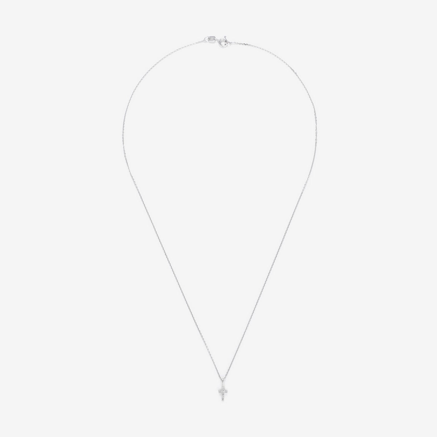 "Mini Cross" Pendant White Gold Diamond: 0.02Ct/8 - White Gold