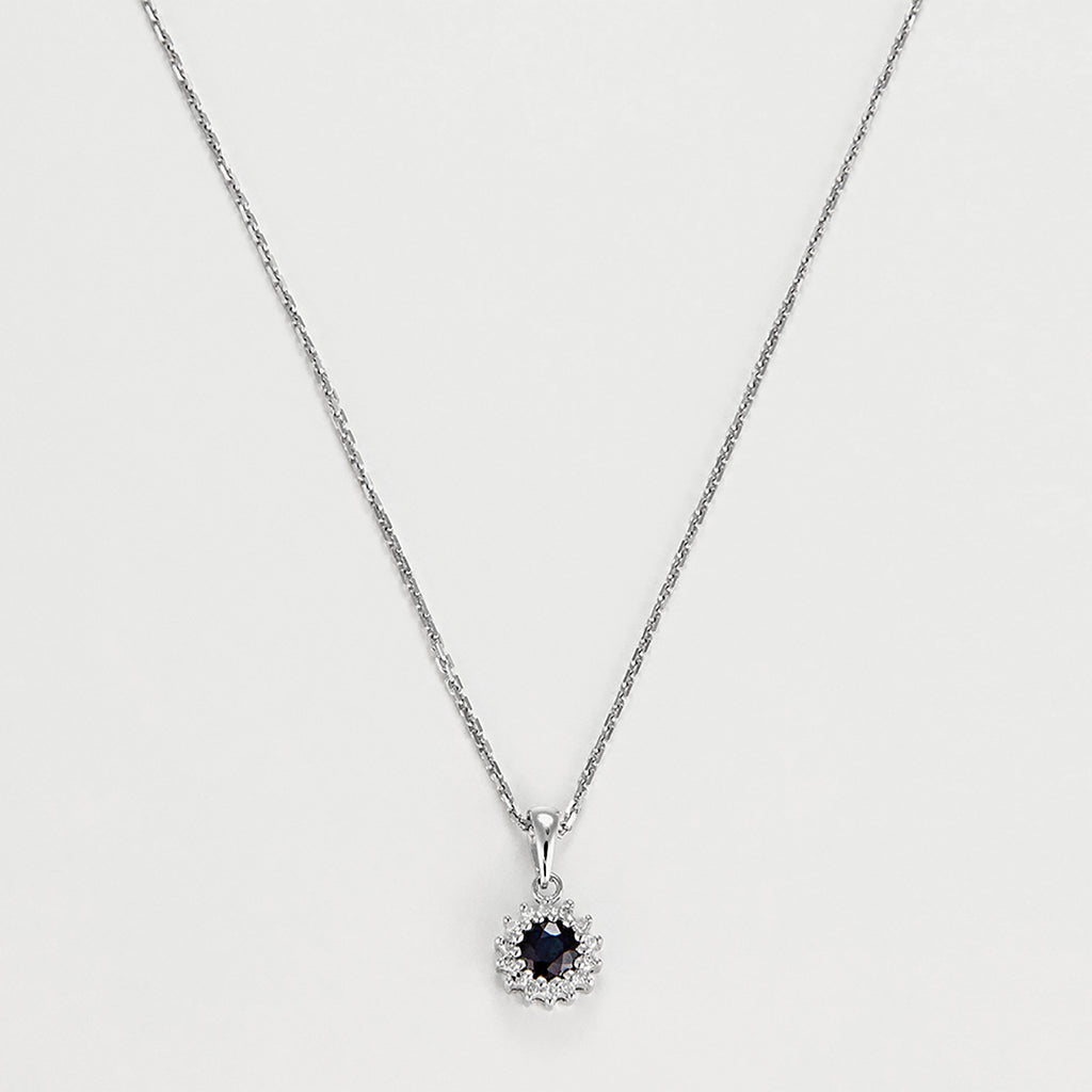 "Sapphire Daisy" Pendant - 375/1000 White Gold