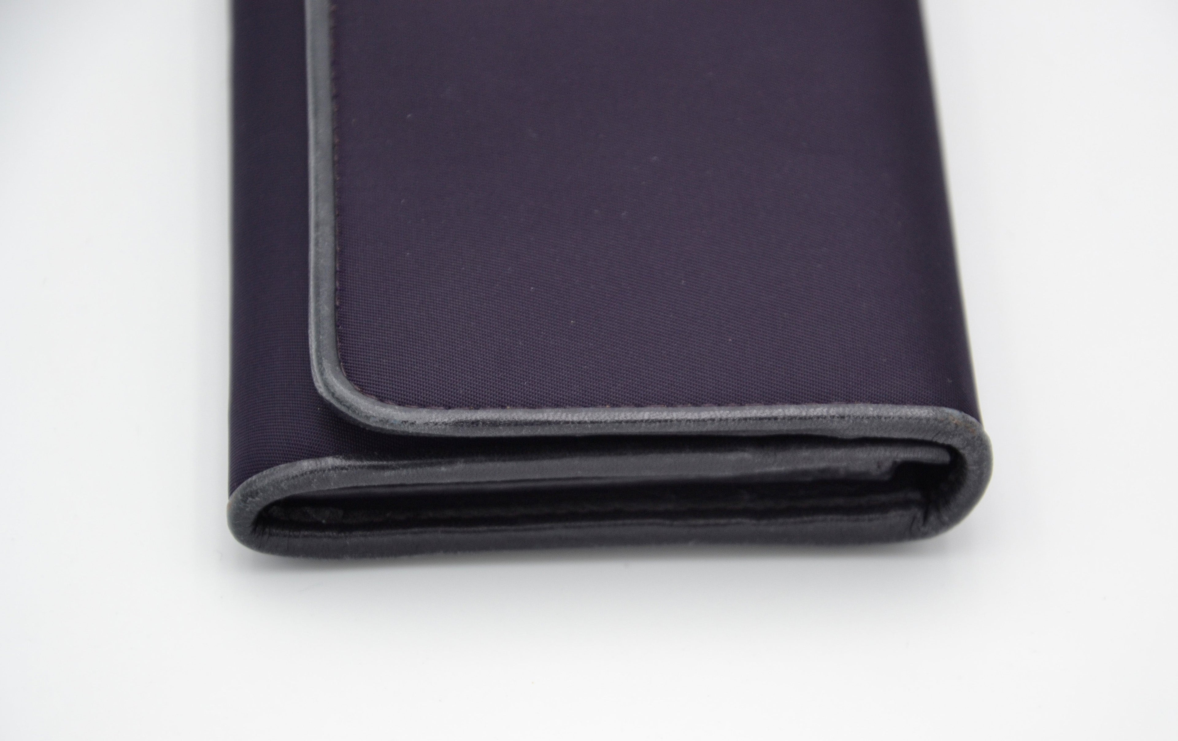 Long Prada Wallet in Purple Nylon & Black Leather