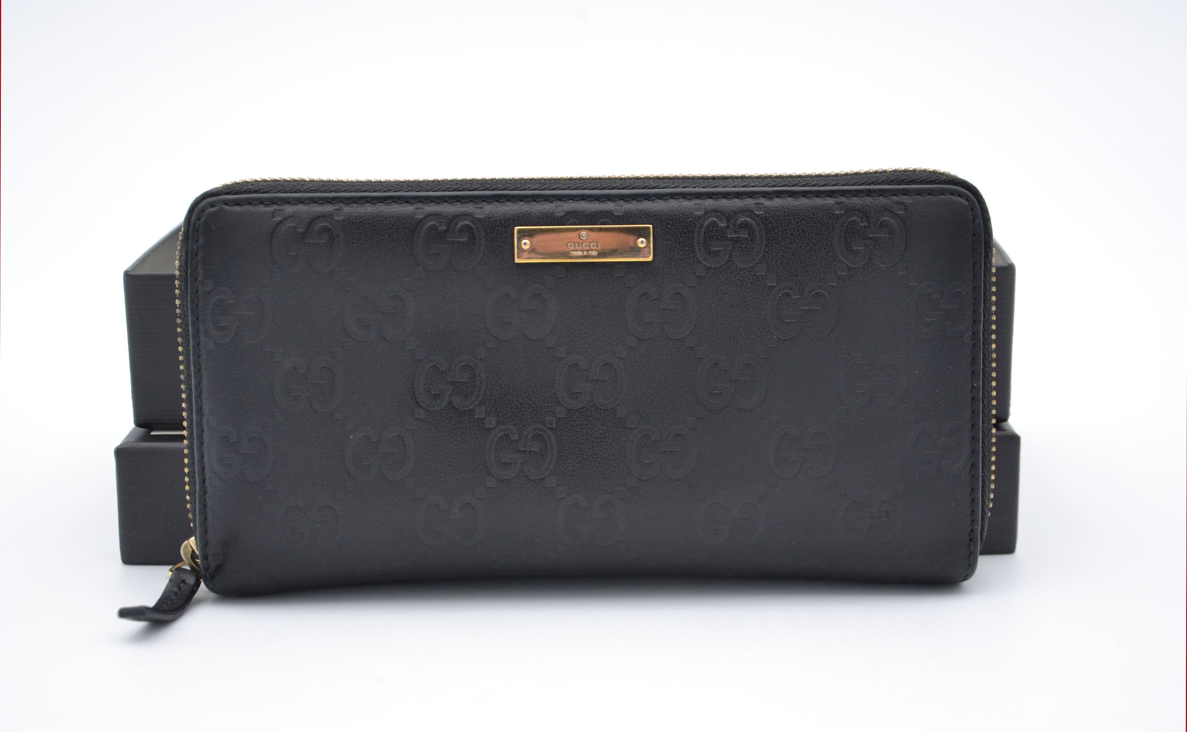 Gucci Long Zippy Wallet in Black Guccissima Leather