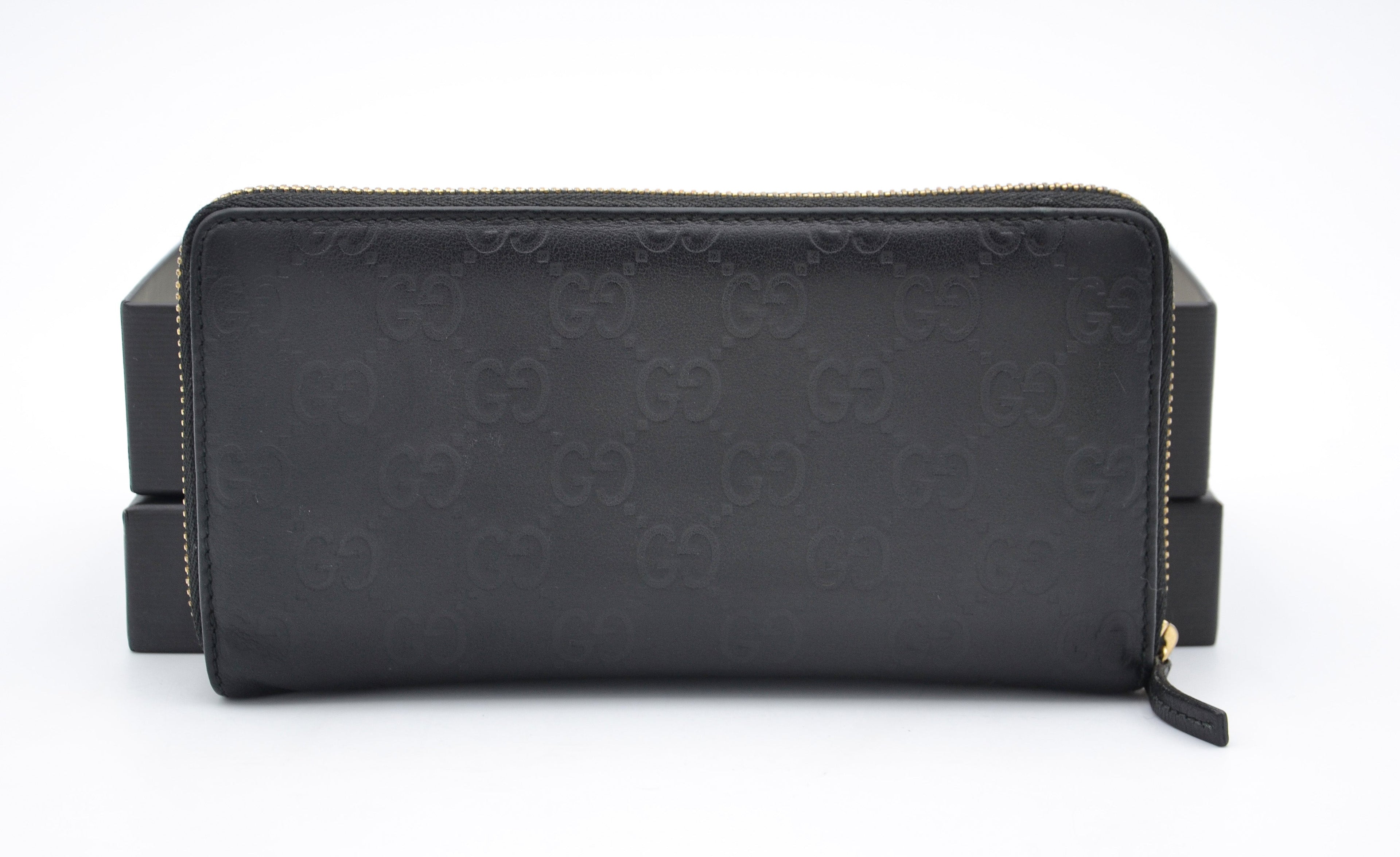 Gucci Long Zippy Wallet in Black Guccissima Leather