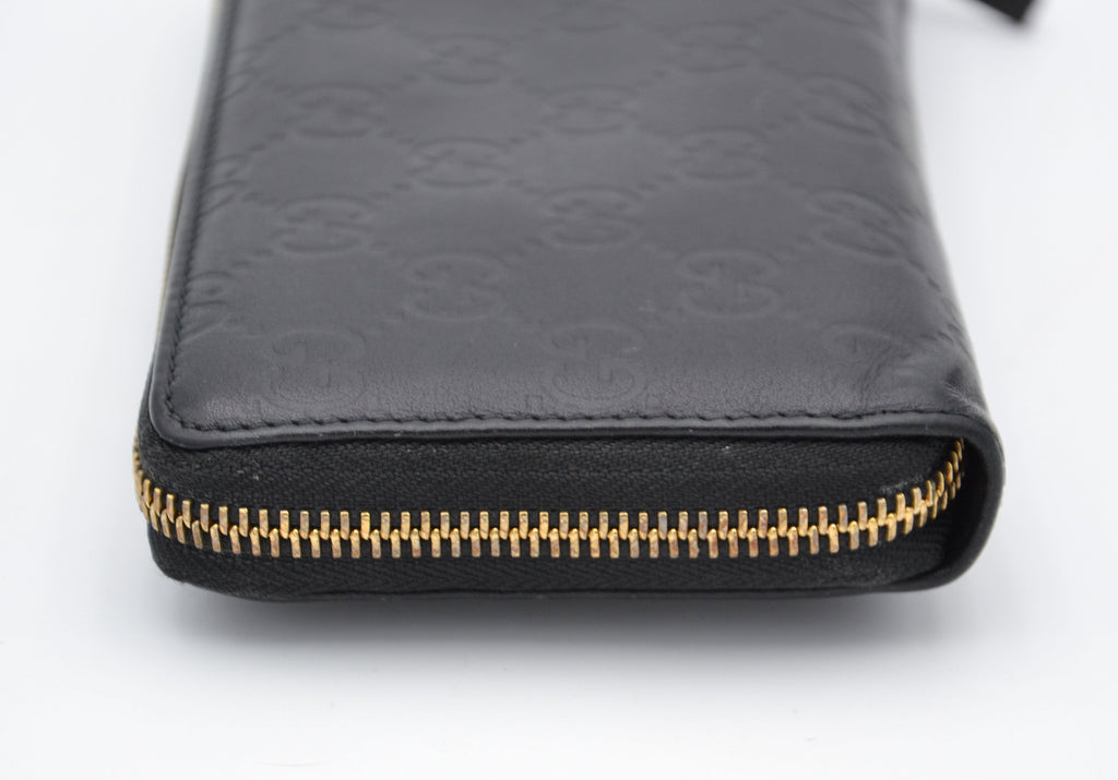 Gucci Long Zippy Wallet in Black Guccissima Leather