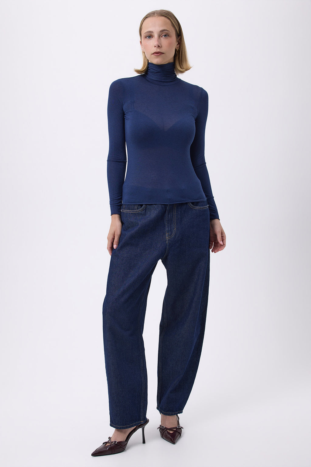 T-Shirt Turtleneck Portofino - Marineblau - Damen