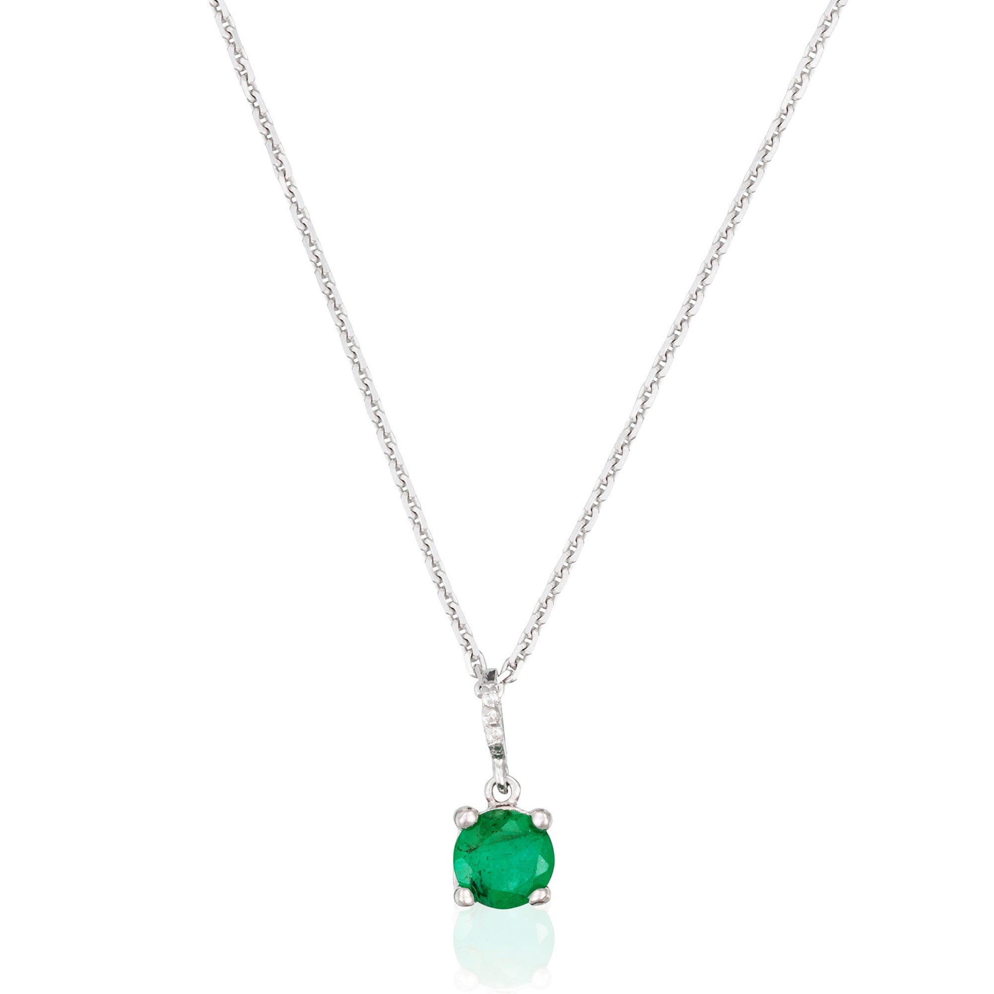 Pendentif "Mon Émeraude" Or Blanc 375/1000