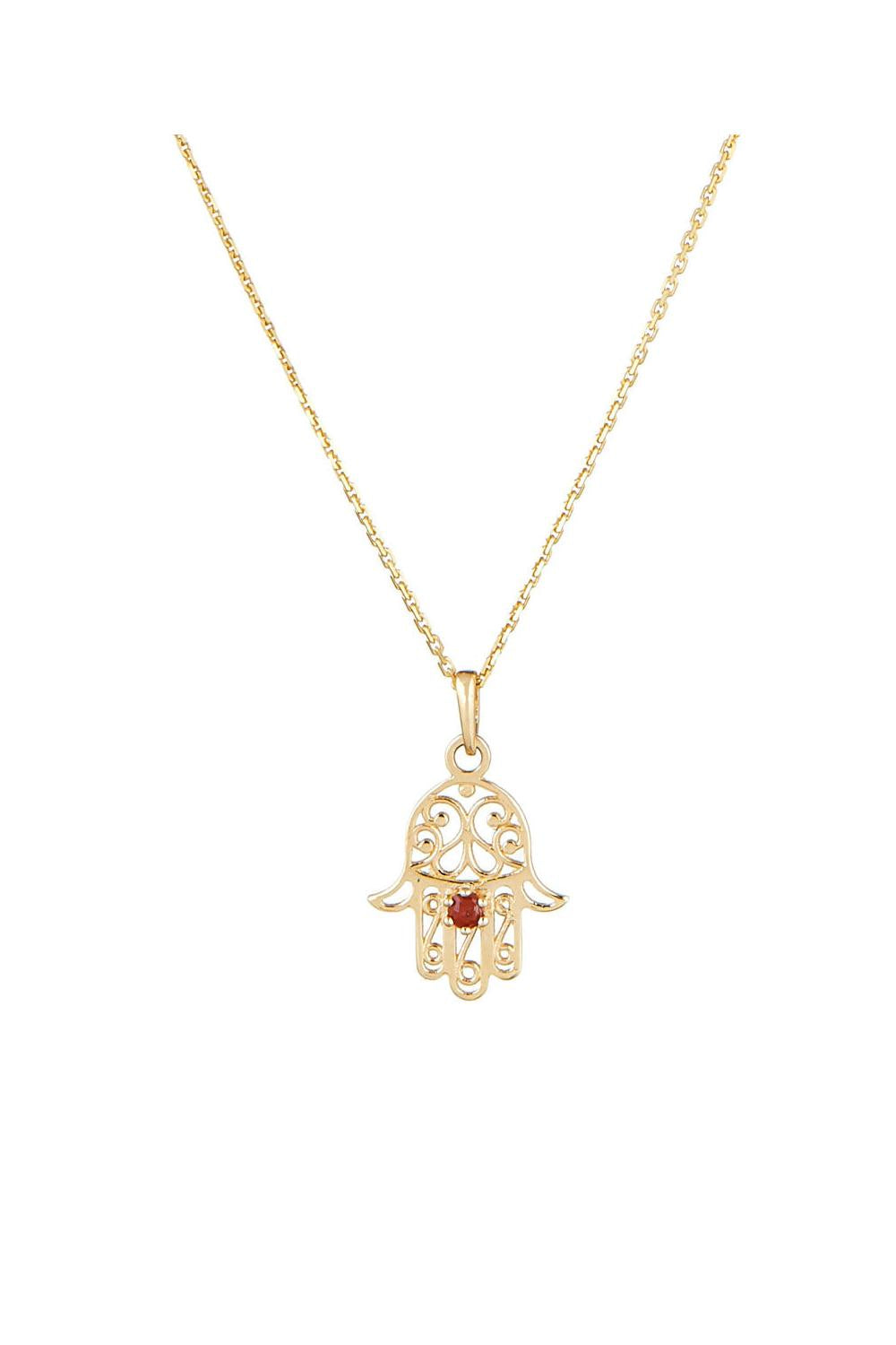 “Hand Of Fatma Ruby” Pendant 375/1000 Yellow Gold