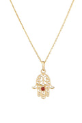 Pendentif "Main de Fatma Rubis" Or Jaune 375/1000
