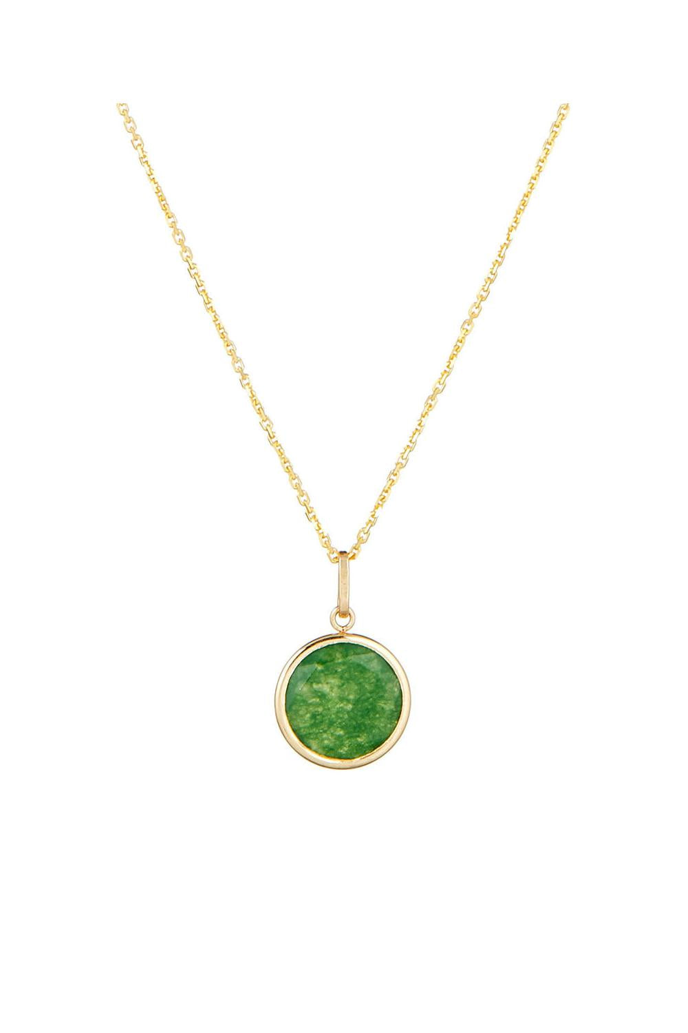 “Beyla” Green Jade Pendant, 375/1000 Yellow Gold