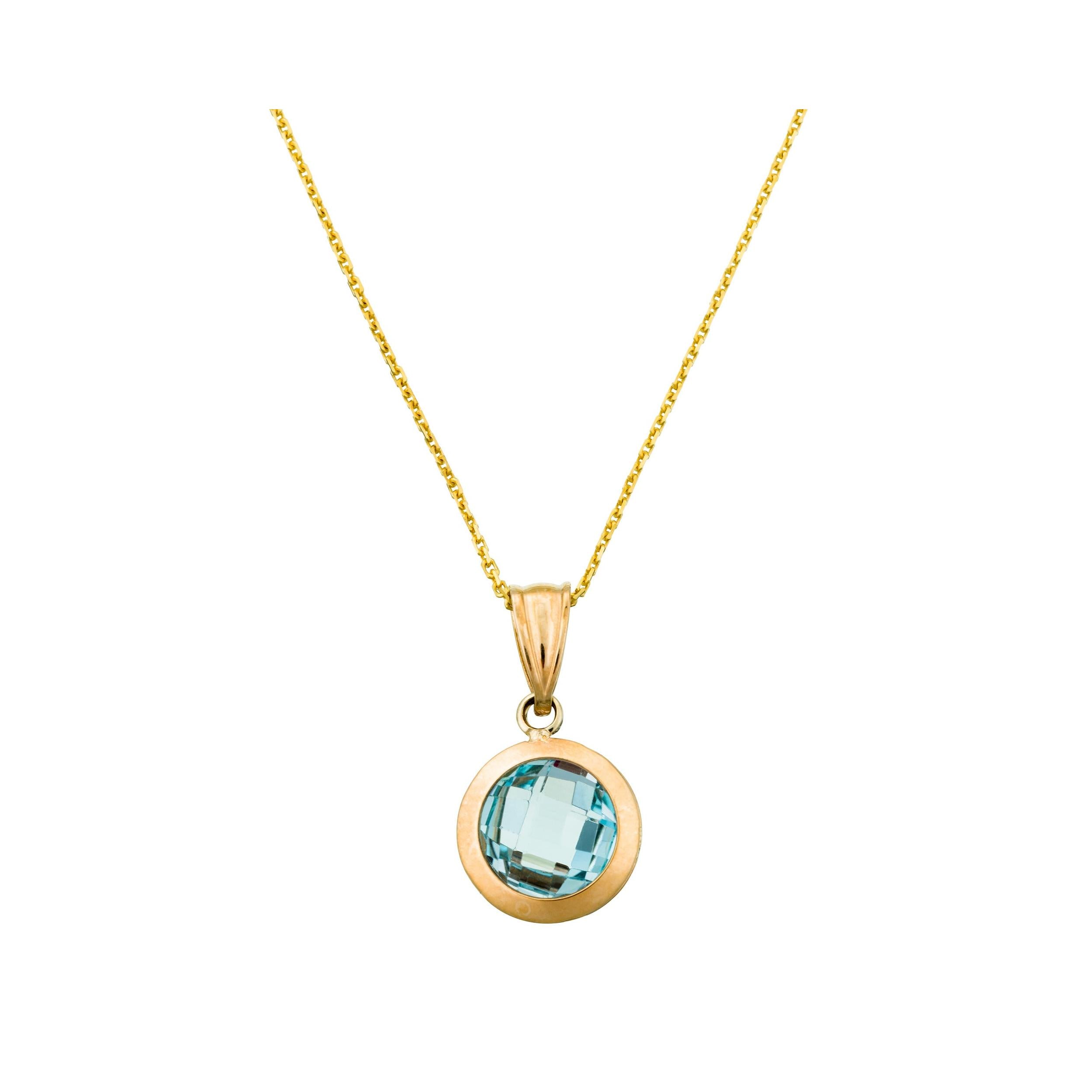 “Extase” Pendant 375/1000 Yellow Gold Skyblue Stone