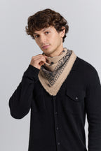 Echarpe Bandana Presley En Cachemire - Beige & Noir - Mixte - 100% Cachemire