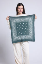 Atlas Presley Cashmere Bandana Scarf - Bottle Green & White - Mixed