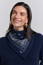 Echarpe Bandana Presley En Cachemire - Marine & Blanc - Mixte - 100% Cachemire