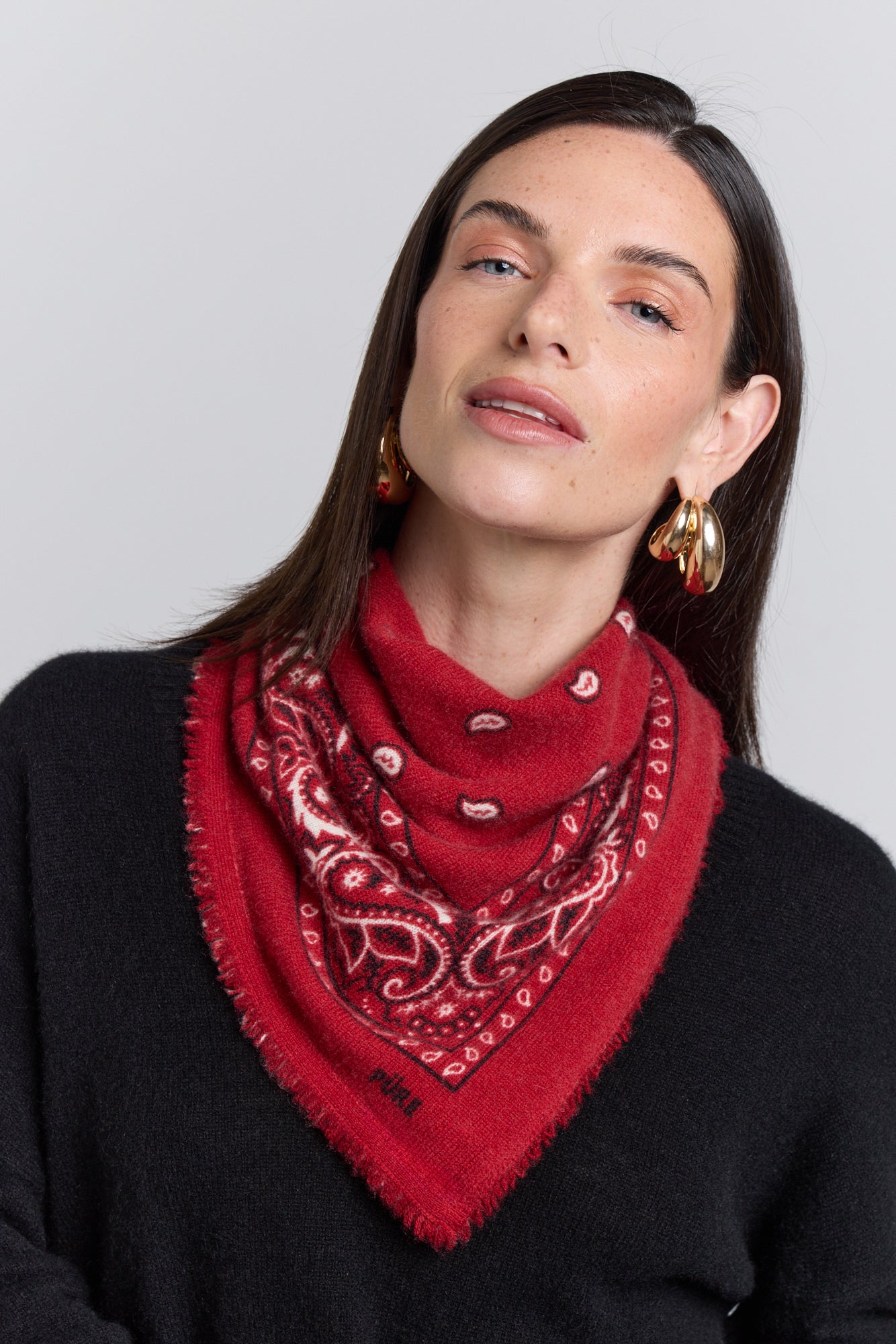 Pañuelo Bandana Presley En Cachemira - Rojo & Negro - Mixto