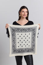 Bandana sjaal Presley van kasjmier - Wit & zwart - Uniseks - 100% kasjmier