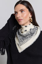 Bandana sjaal Presley van kasjmier - Wit & zwart - Uniseks - 100% kasjmier