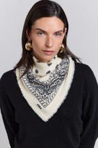 Bandana sjaal Presley van kasjmier - Wit & zwart - Uniseks - 100% kasjmier
