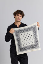 Bandana sjaal Presley van kasjmier - Wit & zwart - Uniseks - 100% kasjmier
