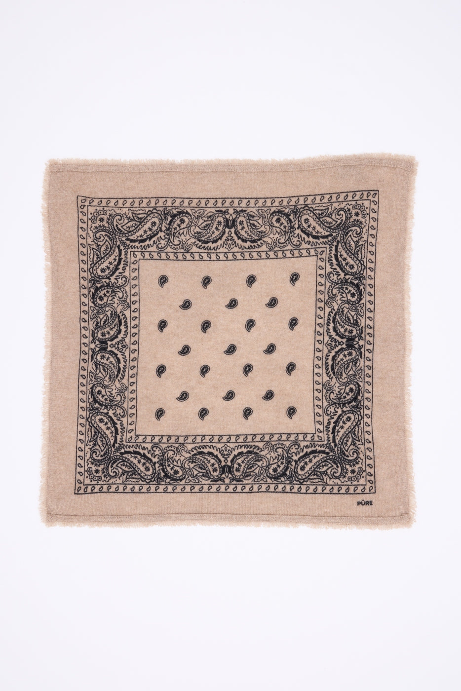 Echarpe Bandana Presley En Cachemire - Beige & Noir - Mixte - 100% Cachemire