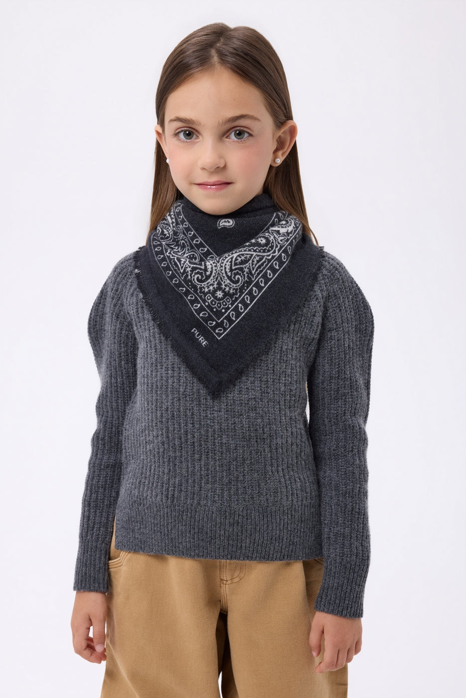 Kleines Bandana Presley – Schwarz Weiß – Kinder – 100 % Kaschmir