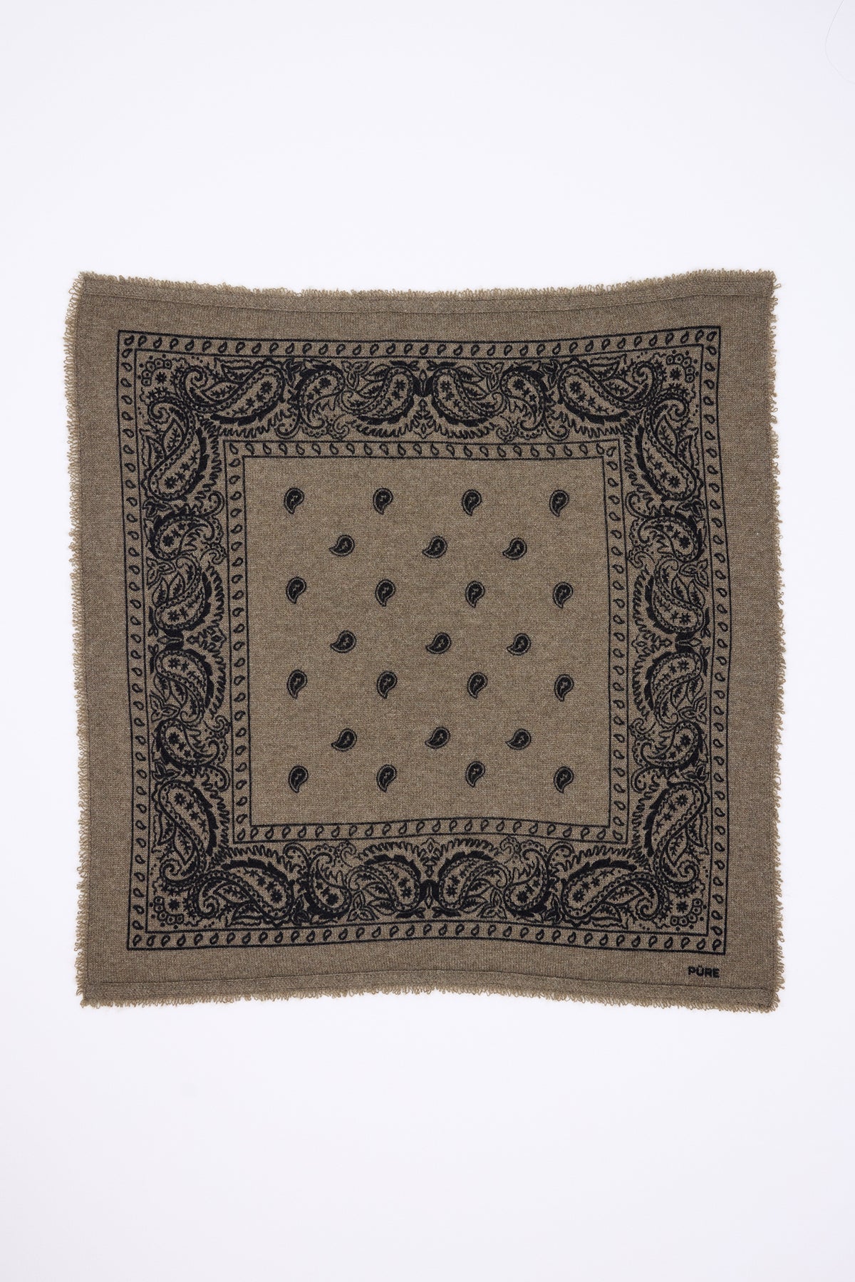 Petit Bandana Presley - Khaki Chine Prnt Noir - Enfant - 100% Cachemire