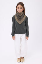 Petit Bandana Presley - Khaki Chine Prnt Noir - Enfant - 100% Cachemire